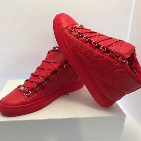 Balenciaga Shoes | Arena High Top Sneakers Red | Poshmark